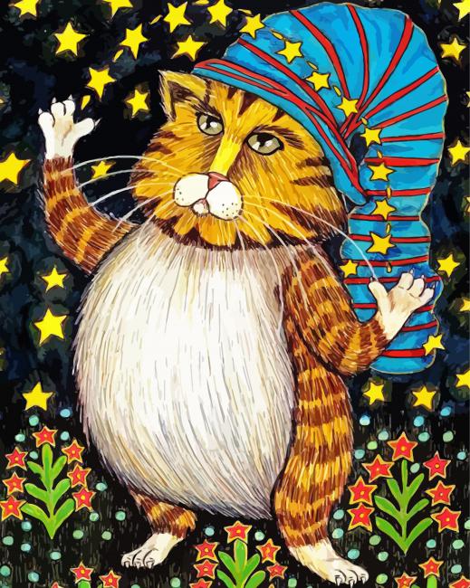 Fat Wizard Cat paint by number