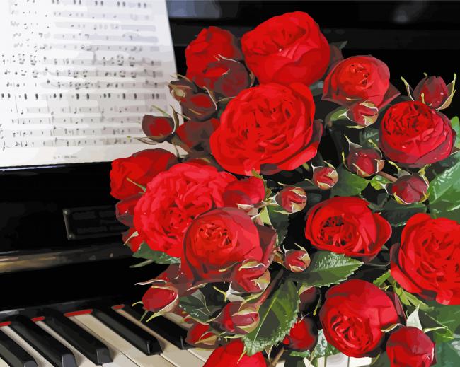 Flowers And Piano paint by number