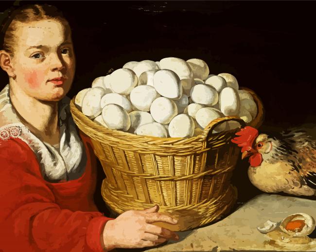 Girl With Eggs Basket paint by number