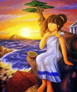 Greek Woman By Sea Art paint by number