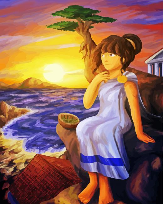 Greek Woman By Sea Art paint by number