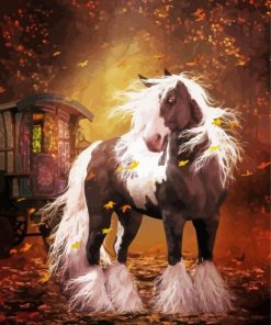 Gypsy Vanner In Autumn paint by number