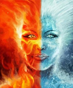 Ice And Fire Woman Face paint by number