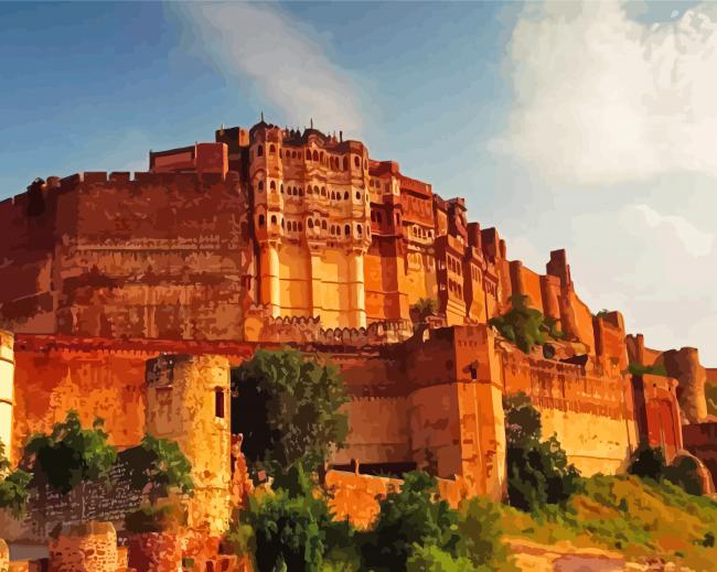 Mehrangarh Fort Rajasthan paint by number
