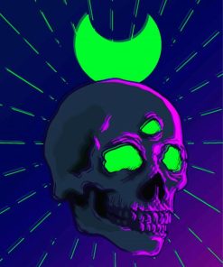 Neon Skull And Moon paint by number
