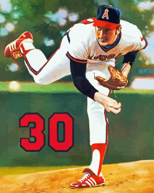 Nolan Ryan Angels Baseball paint by number