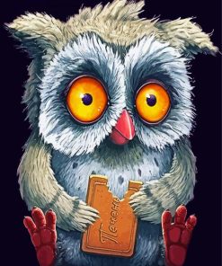 Owl Eating Cookie paint by number