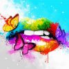 Rainbow Lips With Butterflies paint by number