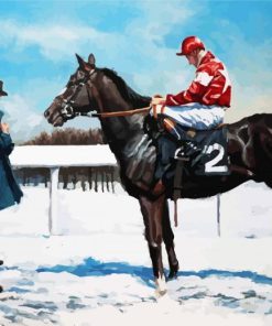 Riding Horse In Snow Art paint by number