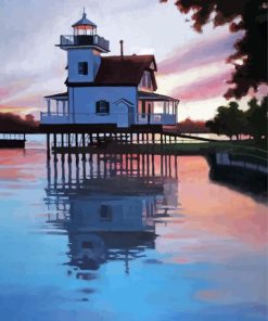 Riverside Lighthouse Art paint by number