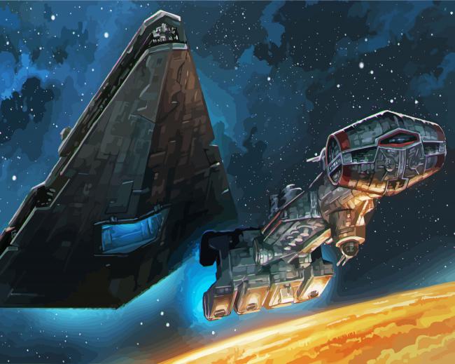 Star Destroyer Ship In The Space paint by number