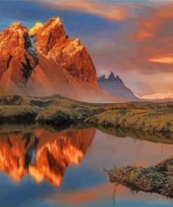 Water Scene Mountain Reflection paint by number
