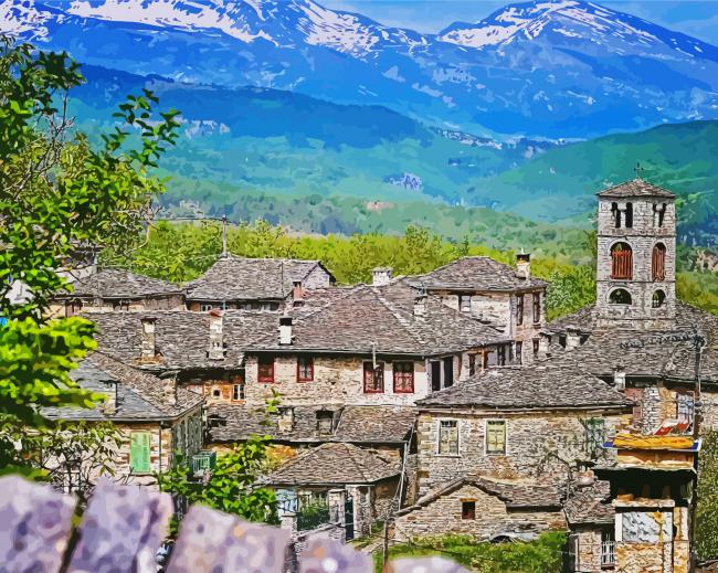 Zagori Town Greece paint by number