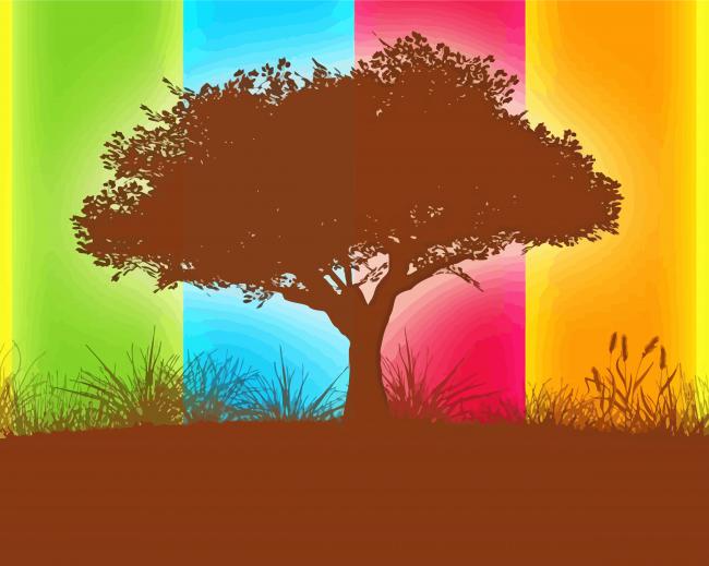 Abstract Colorful Tree paint by number