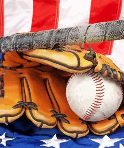 American Flag Baseball paint by number