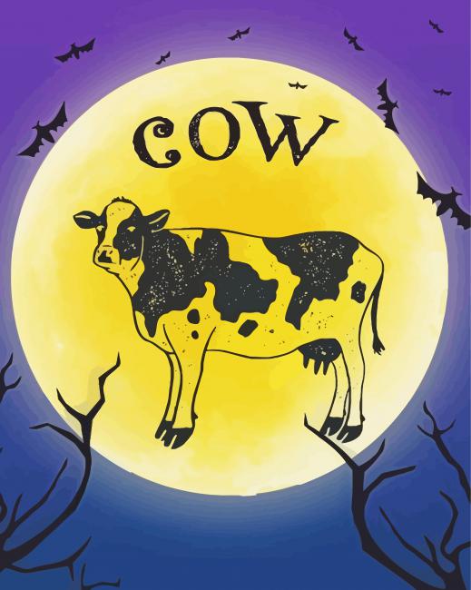 Aesthetic Halloween Cow paint by number