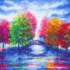 Aesthetic Colorful Trees On Bridge paint by number