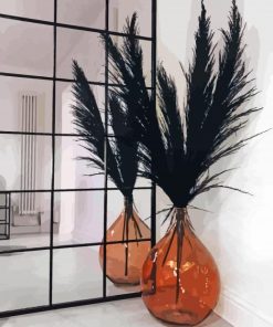 Black Pampas Grass In Vase paint by number