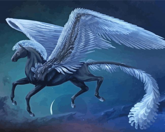 Black Winged Horse paint by number