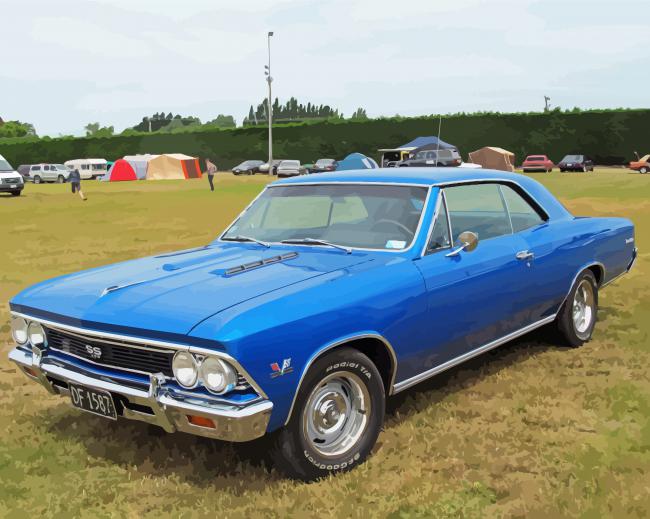 Blue Chevy Chevelle paint by number