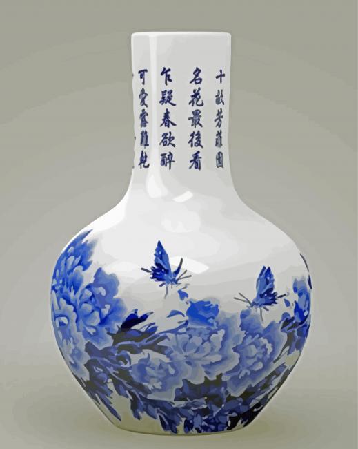 Chinese Blue White Vase paint by number