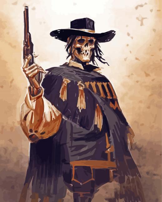 Cowboy Skeleton Art paint by number