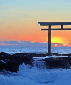 Japan Ocean Tori Gate paint by number