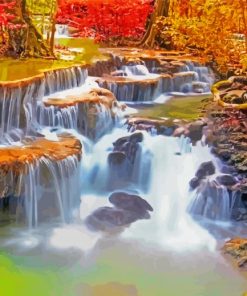 Landscape Tropical Waterfall paint by number