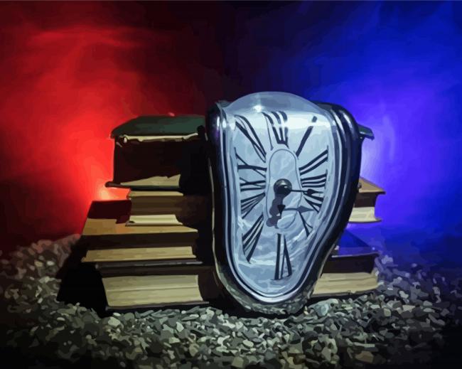 Melting Clock On Books paint by number