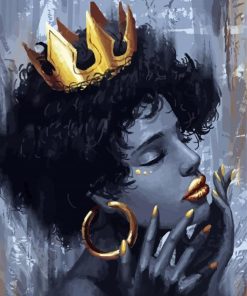 Monochrome Black Queen With Crown paint by number