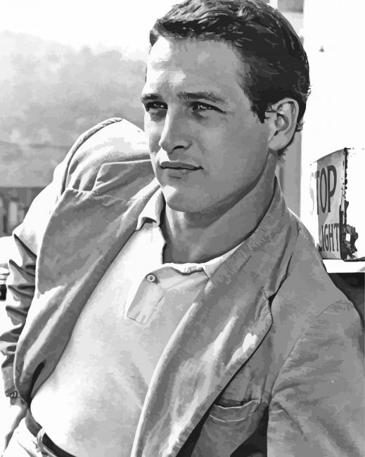Monochrome Paul Newman paint by number