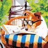 Nerdy Dog Reading A Book paint by number