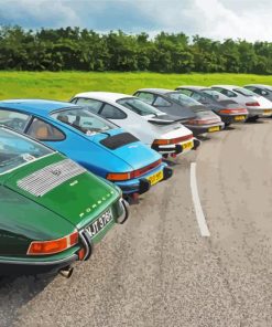 Porsche Cars Row paint by number