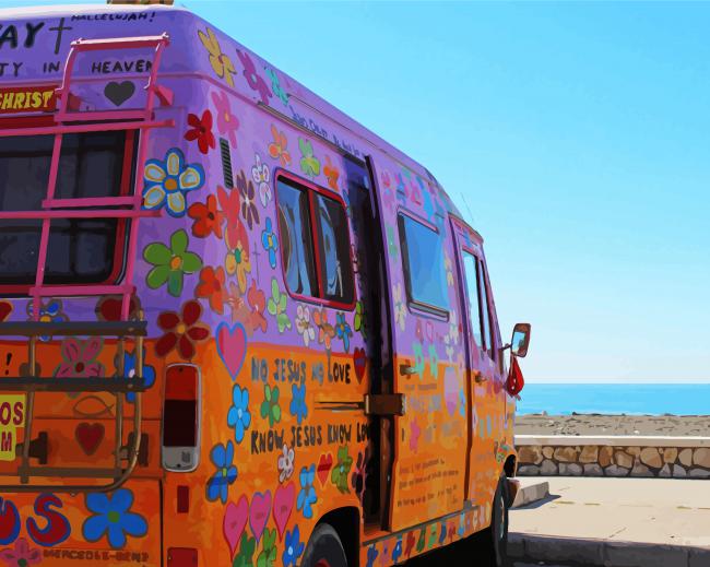 Seascape Hippie Bus paint by number