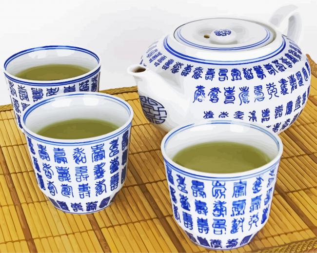 Traditional Green Asian Tea paint by number