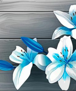 Tropical White And Blue Flowers paint by number