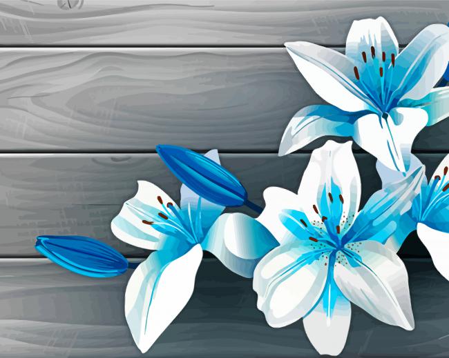 Tropical White And Blue Flowers paint by number