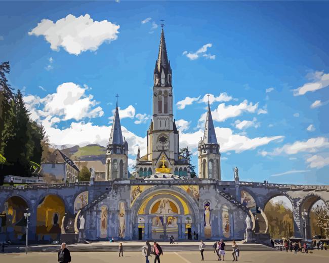 Aesthetic Lourdes Basilica paint by number