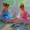 Ballerina Children With Cat Art paint by number