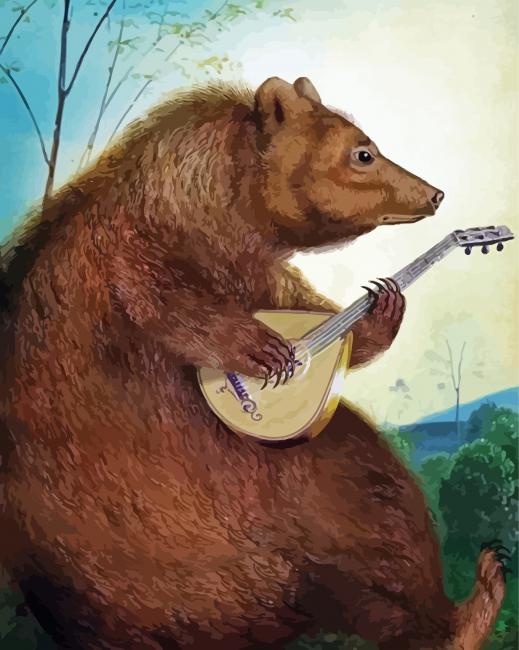 Bear Playing Mandolin paint by number