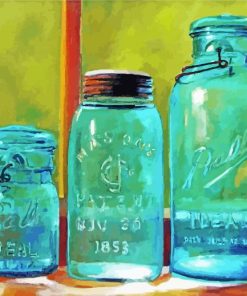 Blue Mason Jars paint by number