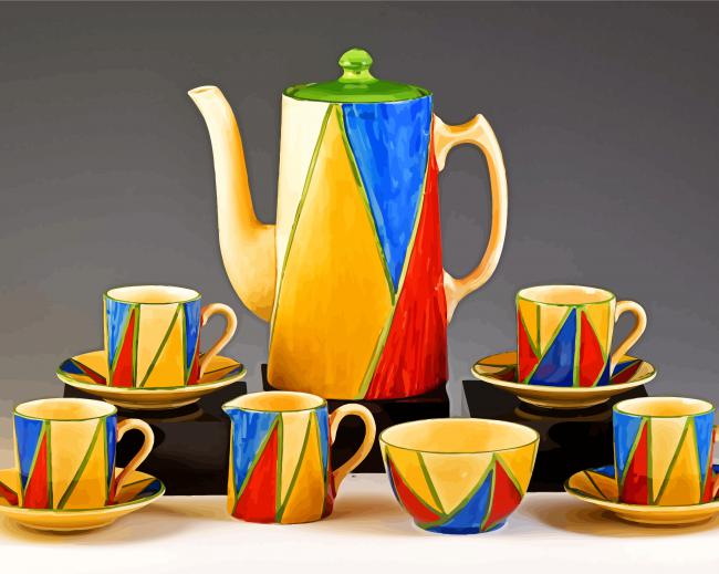 Clarice Cliff Coffee Set paint by number