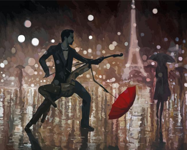 Dancing In The Rain In Paris paint by number