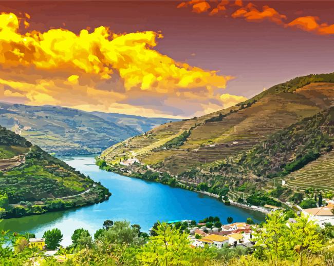 Douro Valley With Sunset View paint by number