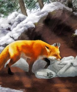 Fox And Wolf Animals paint by number