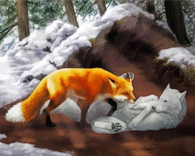 Fox And Wolf Animals paint by number