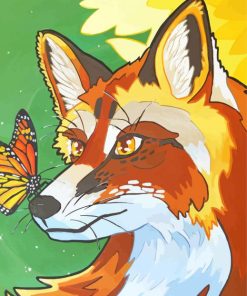 Fox With Butterfly Art paint by number