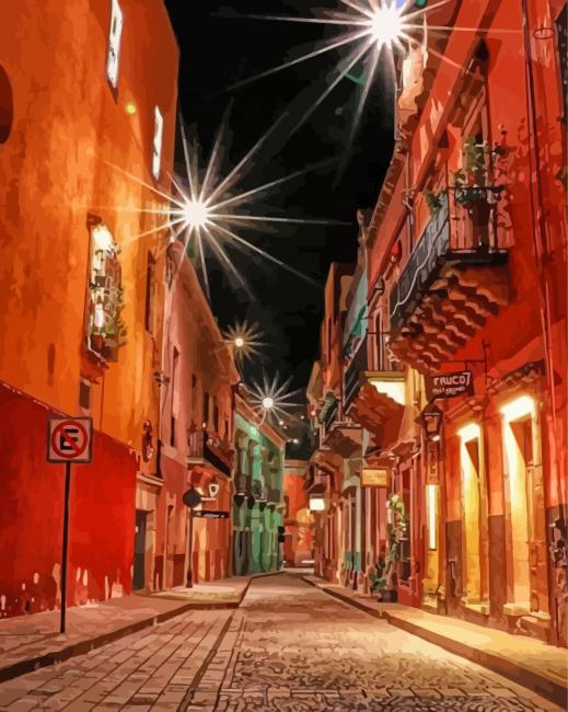 Guanajuato Mexico At Night paint by number