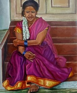 Indian Lady On Stair paint by number