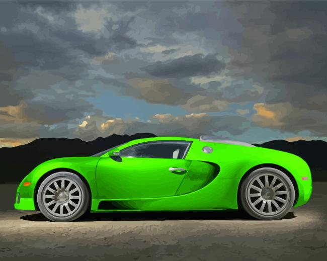 Luxury Bugatti Green Car paint by number